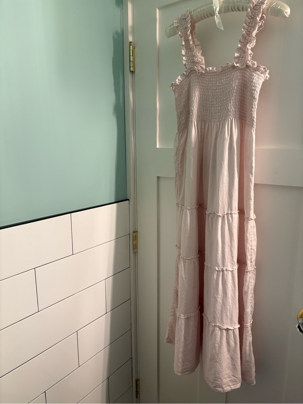 Quince 100% European Linen Smocked Pale Pink Dress - Picture 3 of 4